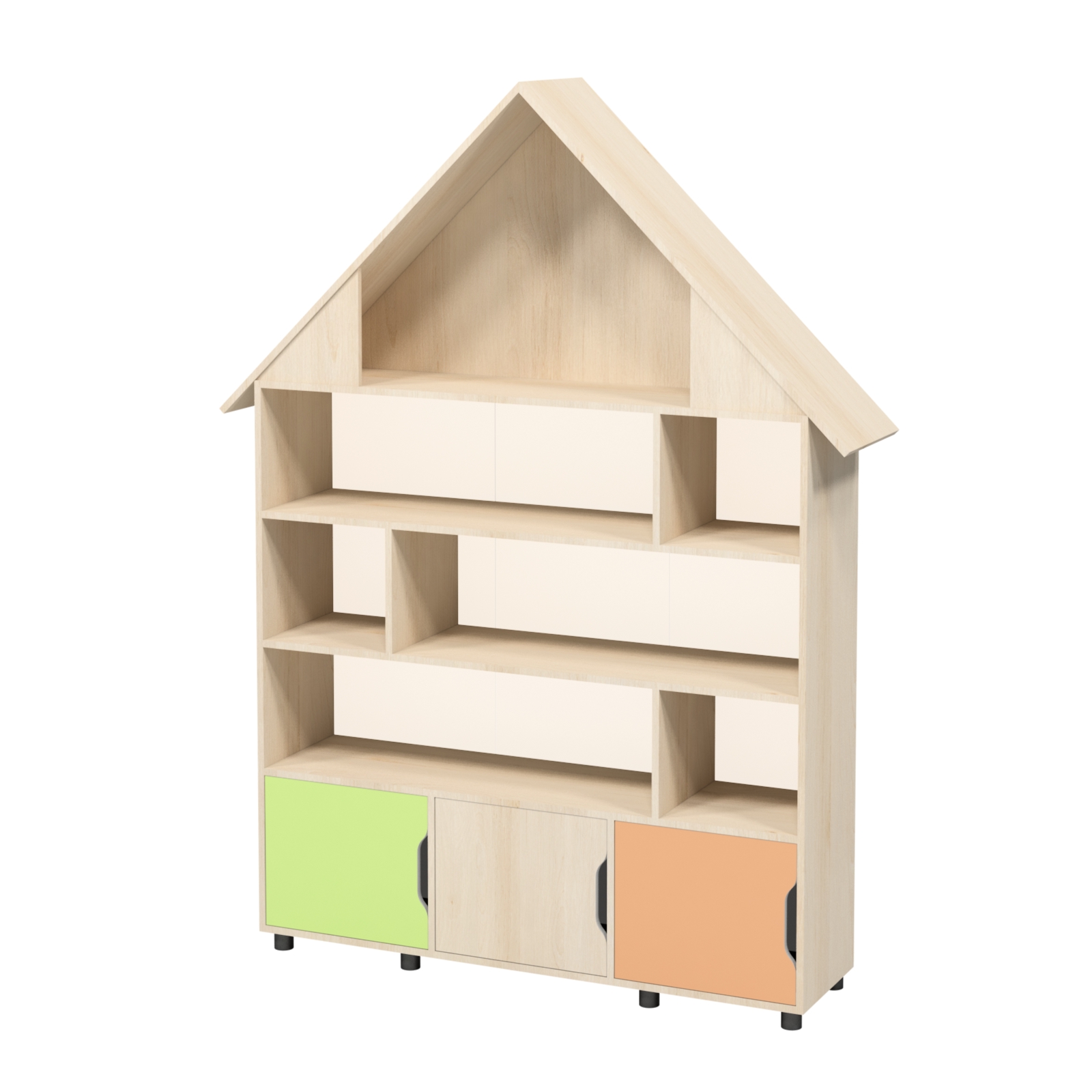 Дитяча шафа "Будиночок", матеріал каркасу - ЛДСП, для розміщення в дитячих садочках, АЛМАНТ, 1500х380х2275 мм.